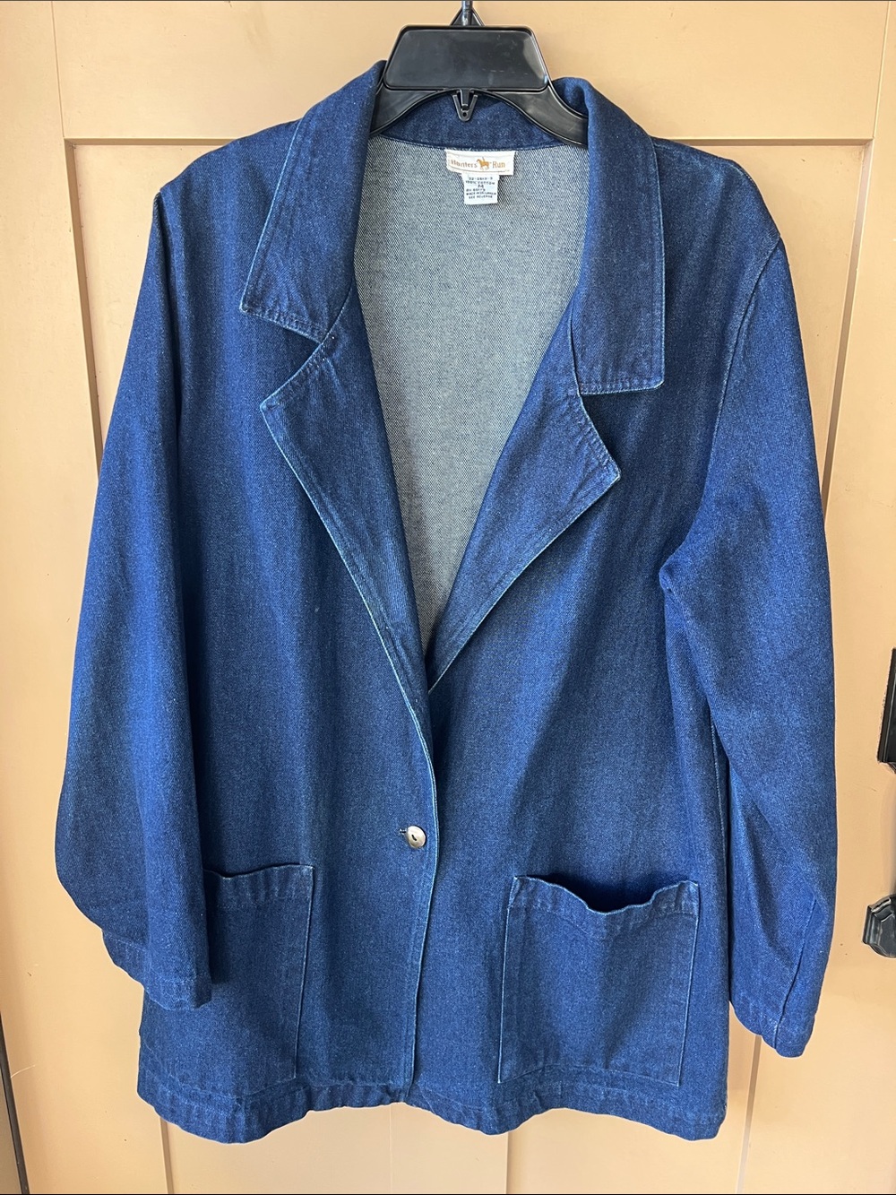 Hunted Run Men’s M Vtg Navy Blue Denim Jacket Sports Coat